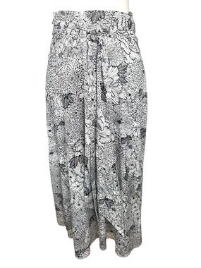 LK Bennett Aurell Women's Floral Pleated Midi Skirt Navy Cream Belted US 6 UK 10